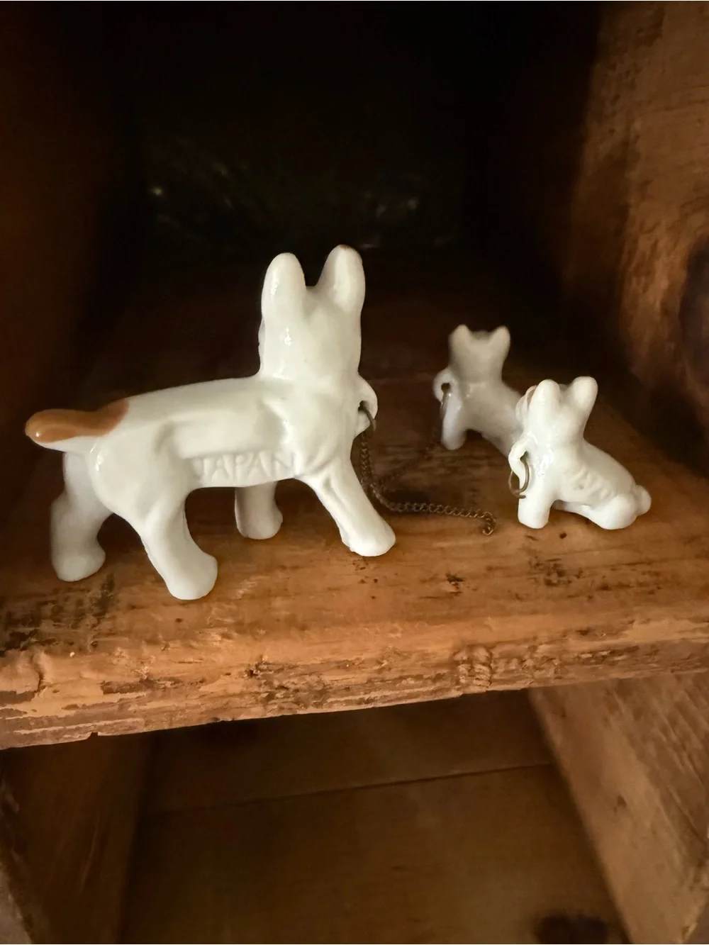 Vintage Ceramic French Bulldog Figurine Trio - White and Tan